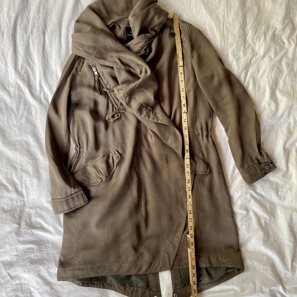 AllSaints Portere Parka Jacket · Army Green Lyocell Drape Hooded Coat · W's Sz 4 - Picture 8 of 15